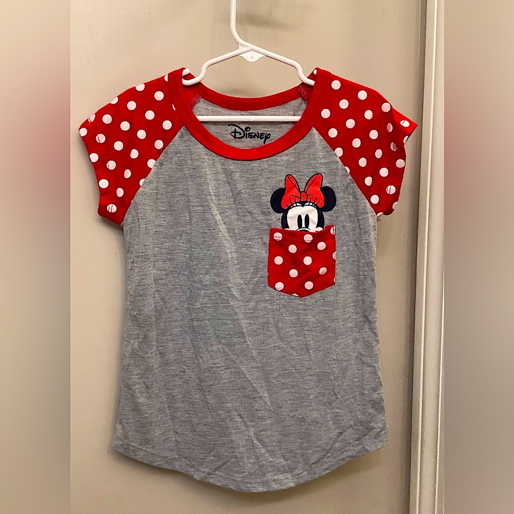 Disney Girls Red and Gray Minnie Mouse Tee,,Bundle Deals!